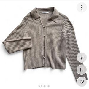 Abercrombie & Fitch Taupe Ribbed Cardigan